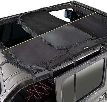 SmittyBilt Extended Shade Top with Skylights – Black Diamond/Mesh (18+ JLU) - SB97500
